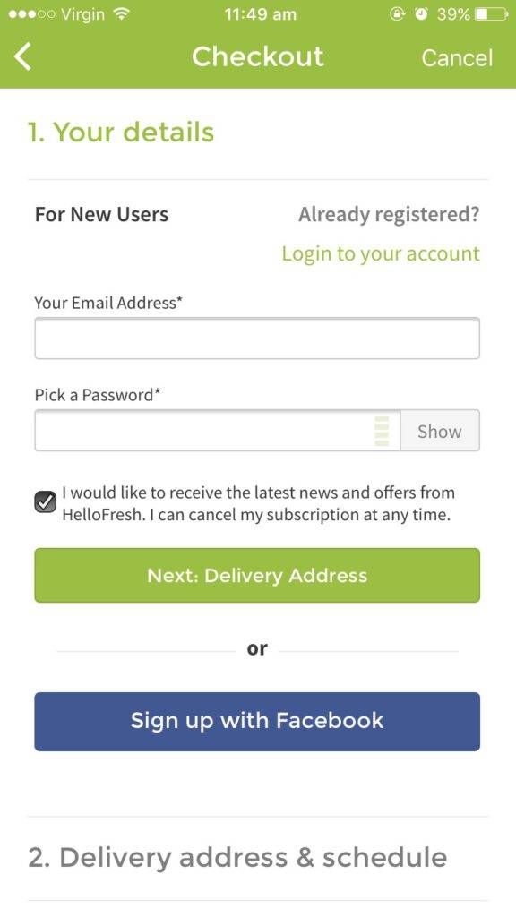 HelloFresh App Checkout