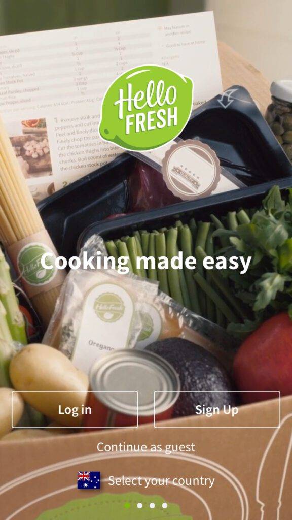 HelloFresh App Login Page