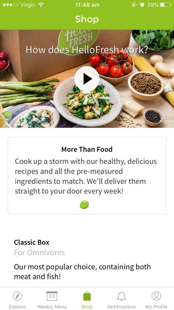 HelloFresh App The Shop