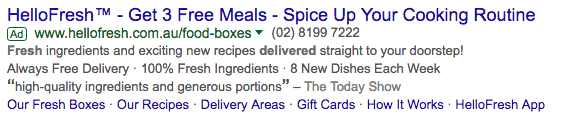HelloFresh Adwords Ad