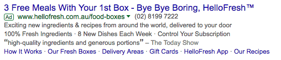 HelloFresh Adwords Ad