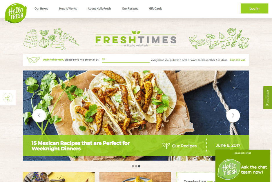 HelloFresh Blog Homepage
