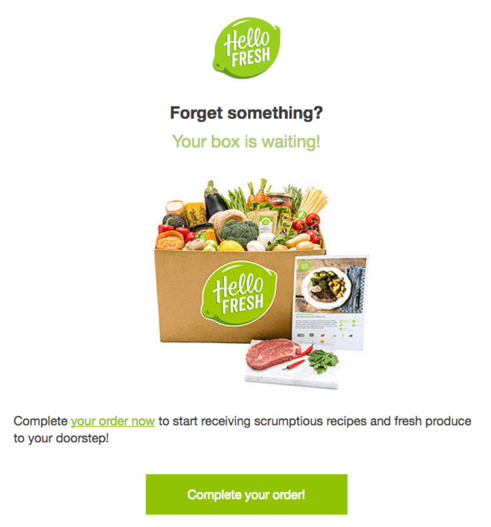 HelloFresh Cart Abandonment Email