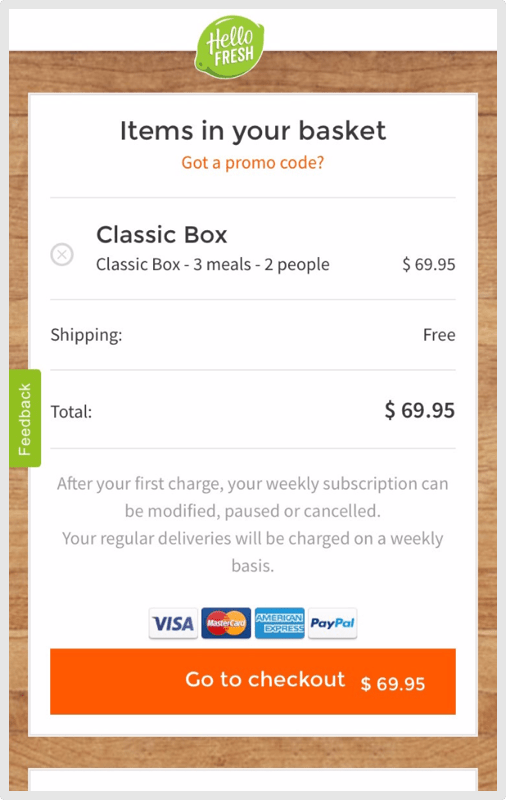 HelloFresh Mobile Basket