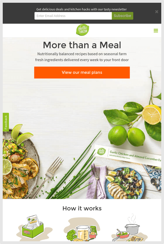 HelloFresh Mobile Homepage