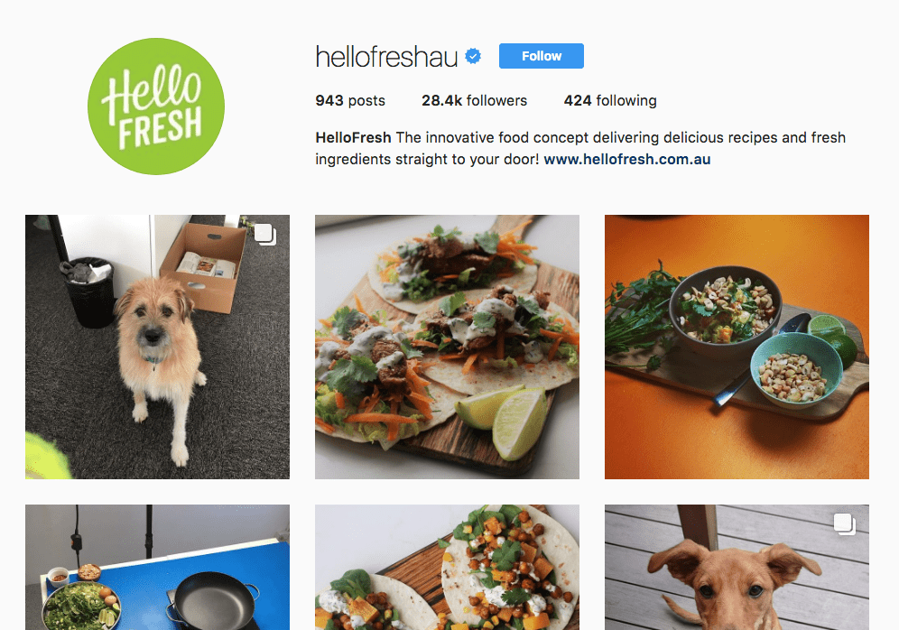 HelloFresh Instagram Page