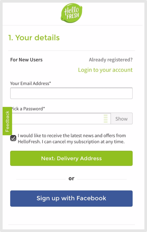 HelloFresh Mobile Checkout