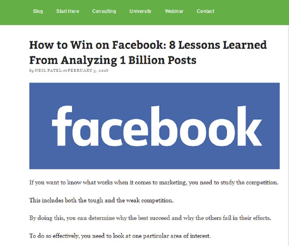 Neil Patel Facebook Analysis