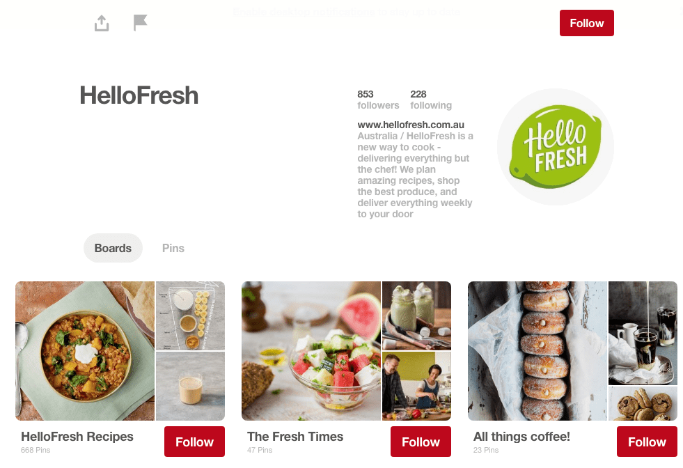 HelloFresh Pinterest Page