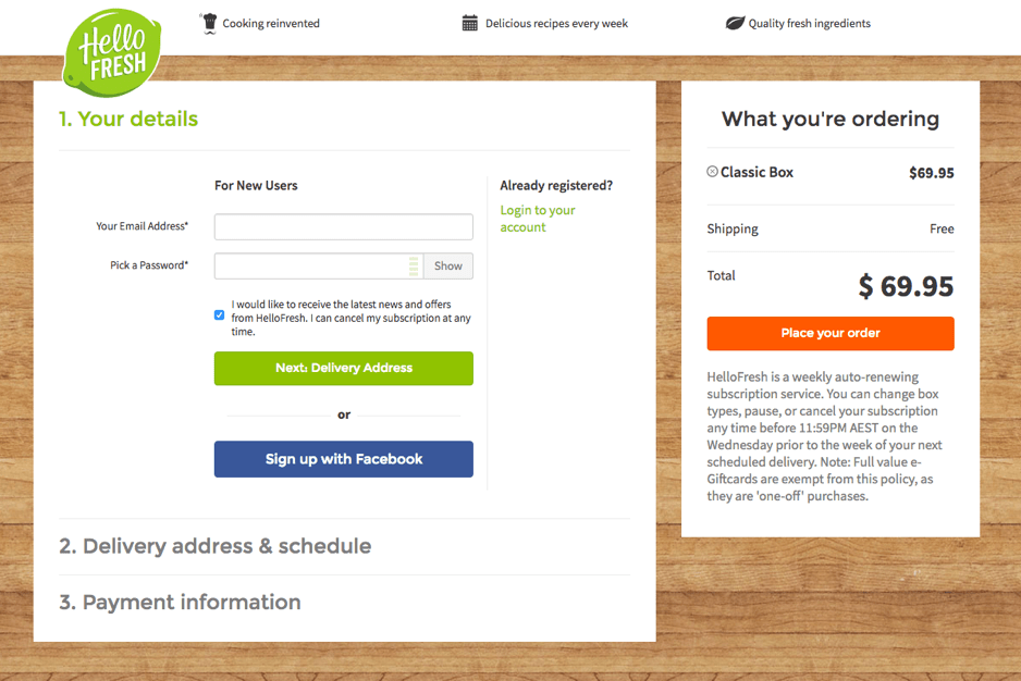 HelloFresh Checkout