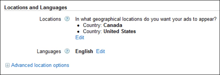 adwords locations and languages