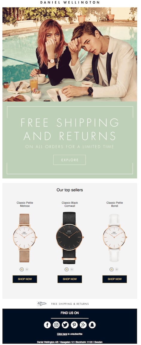 Daniel Wellington Email Marketing
