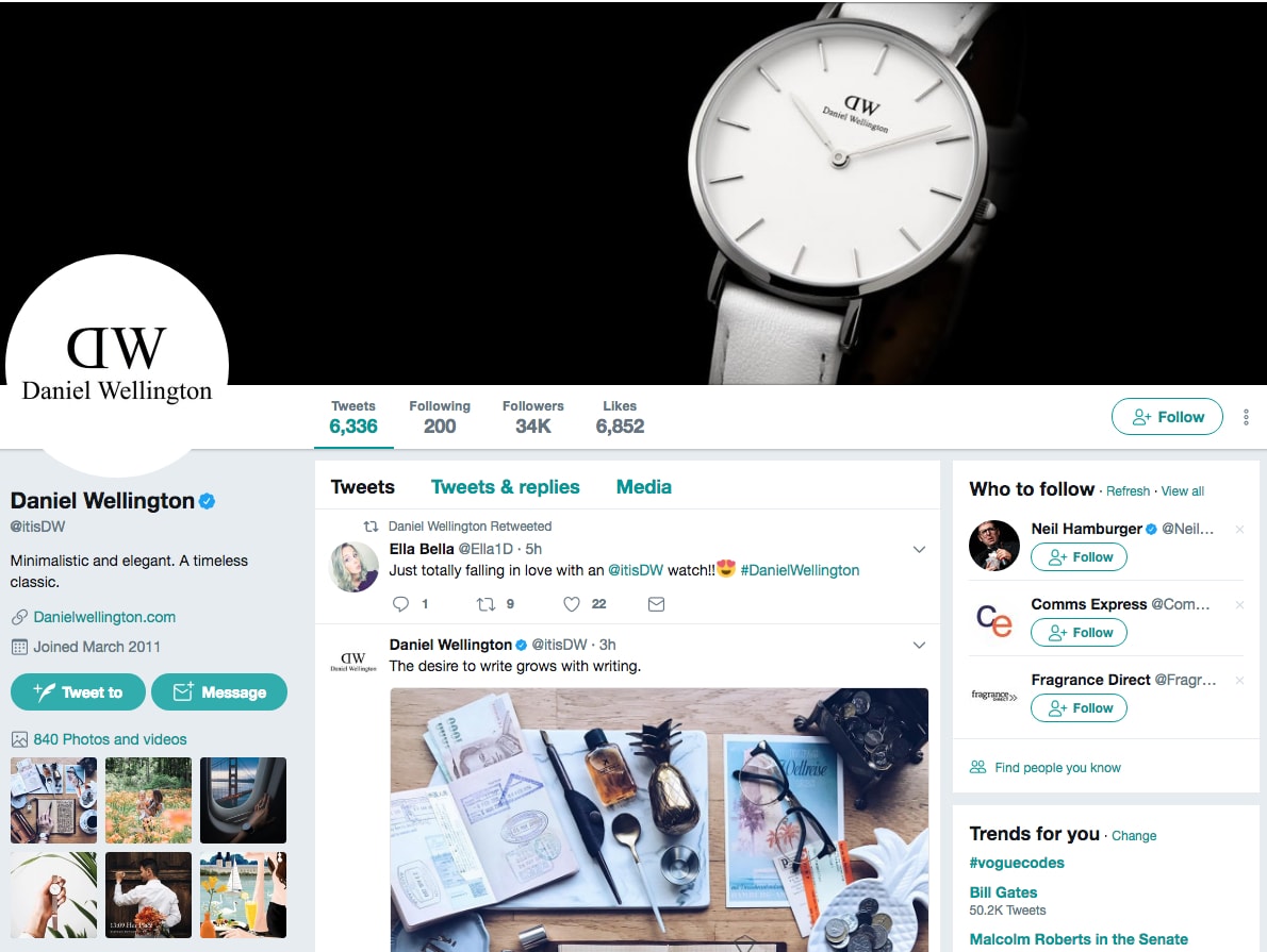 Daniel Wellington Twitter