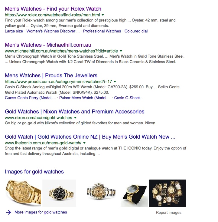 Mens Watches Organic SERPs