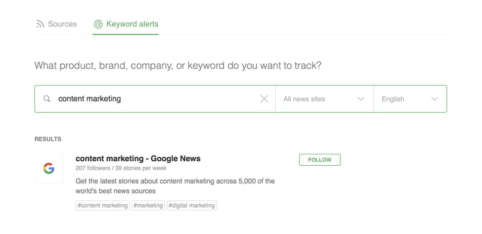feedly keyword alerts