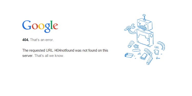 google 404 page