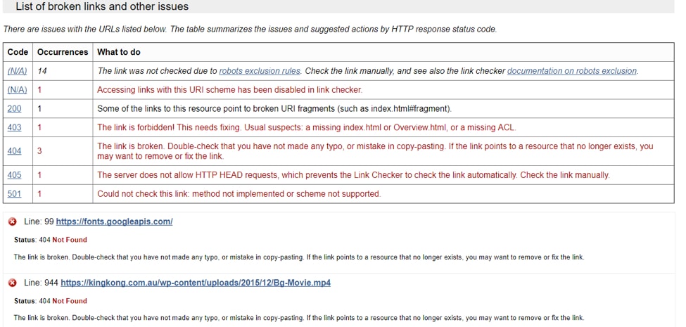 broken links